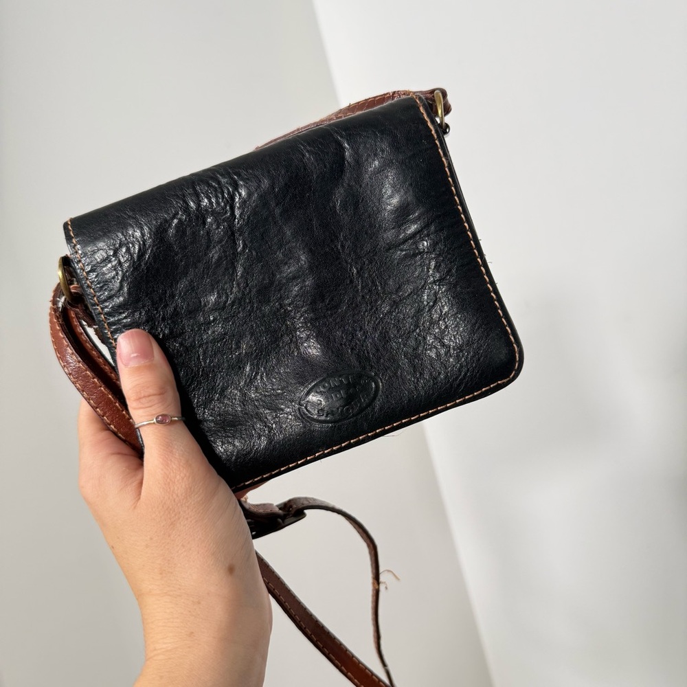Vintage Conti de Cavour Black Leather Mini Bag